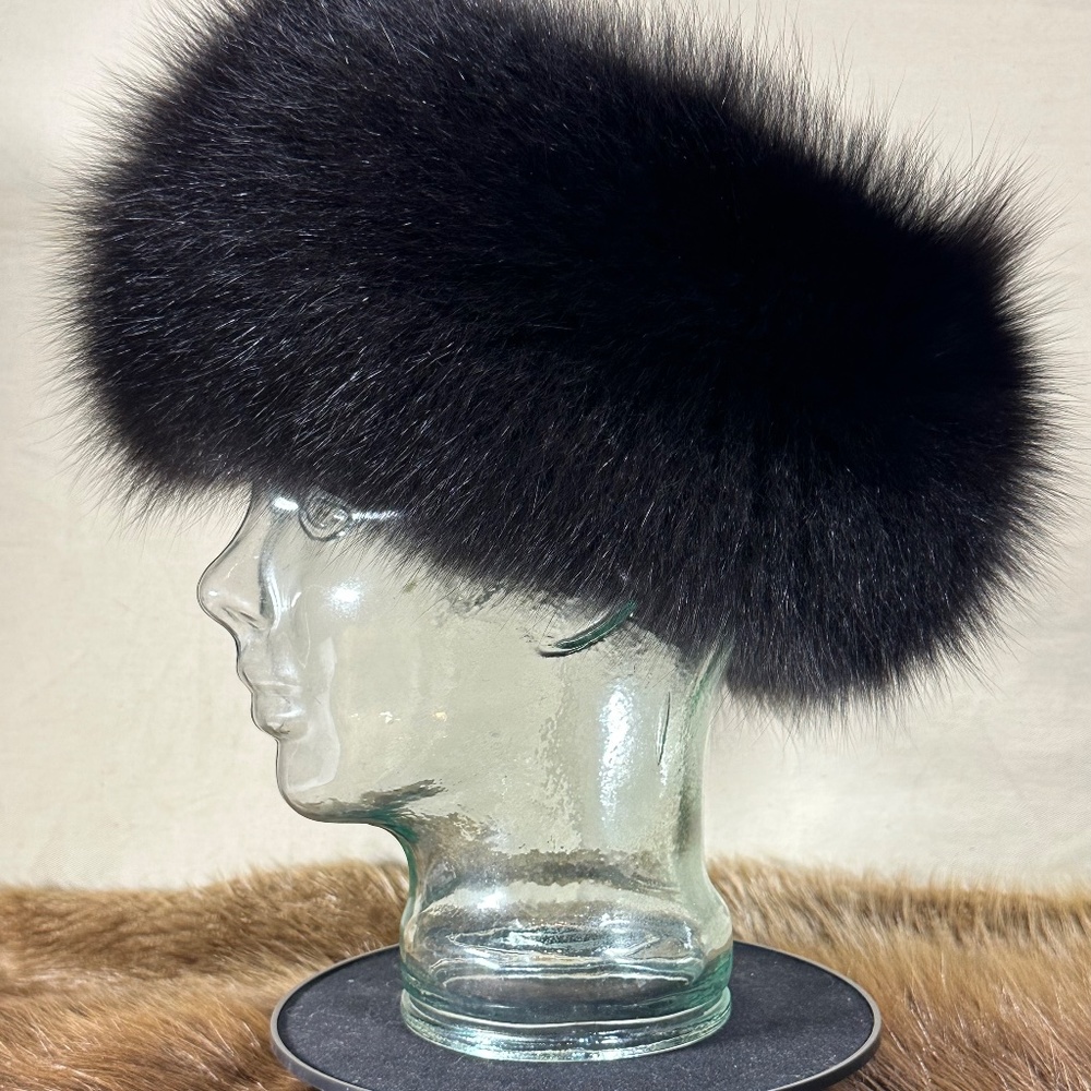 Black Fox Fur Headband - Picture 3 of 7